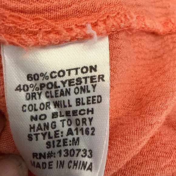 Umgee Coral Orange Boho Tunic V Neck Woven Oversized Top - Picture 6 of 7